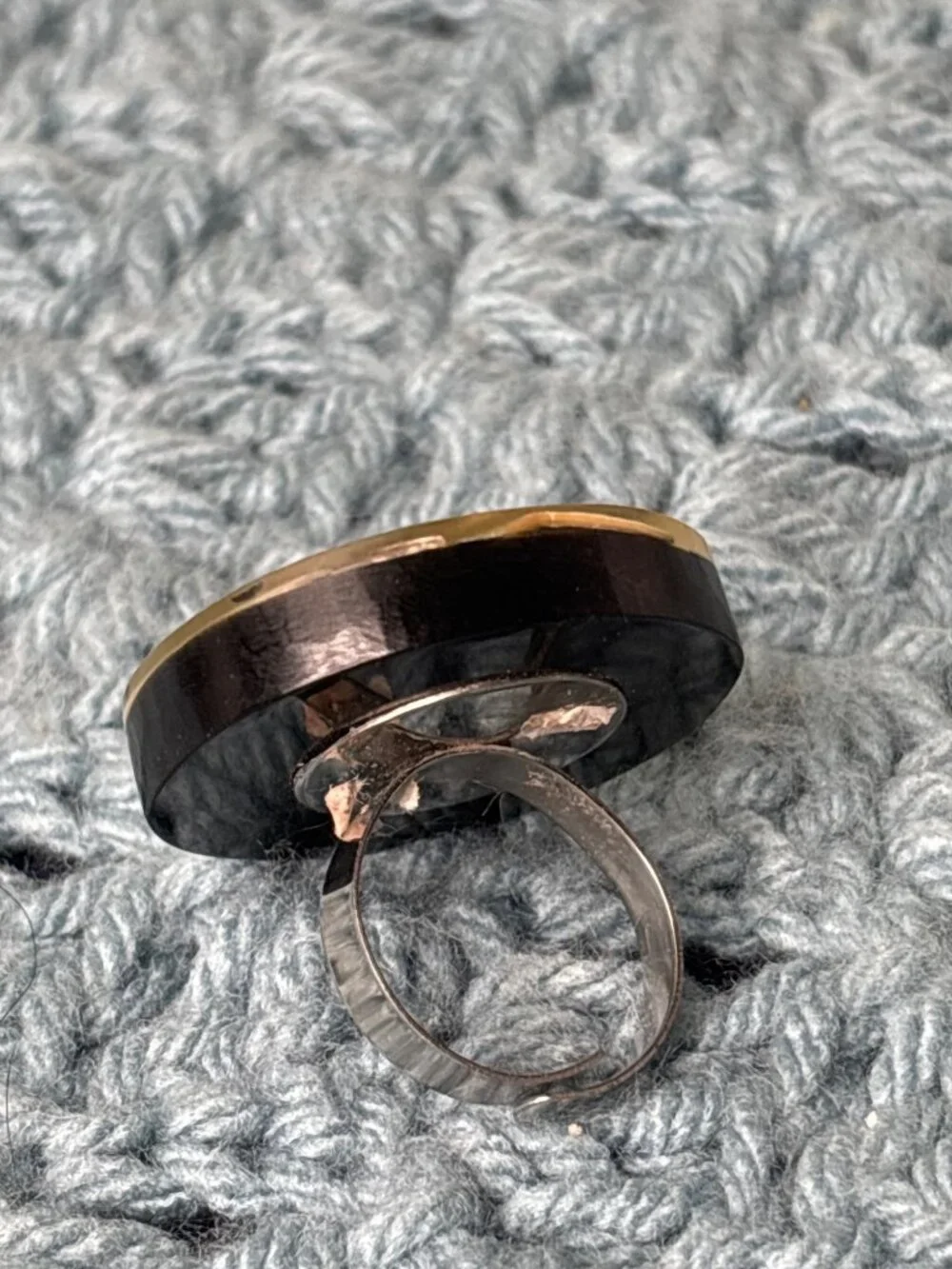 Round Plastic Statement Ring Adjustable Abstract Neutral